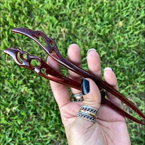 SALE ! 2 for $25 Red Handmade hair pin stick - Picture 8 of 14